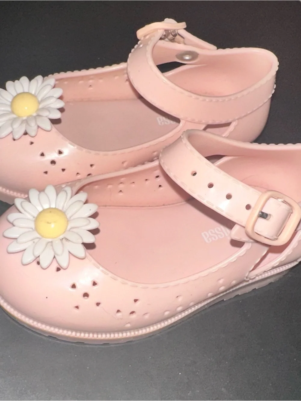 Mini Melissa Pale Pink Girls' Mary Janes with Daisy Accent